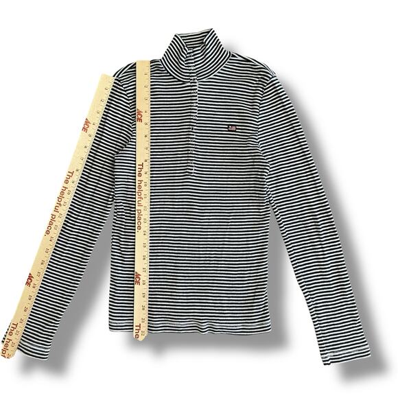 Ralph Lauren‎ Polo Jeans Co M Striped Mock Neck Snap Henley Long Sleeve Top - Picture 4 of 8